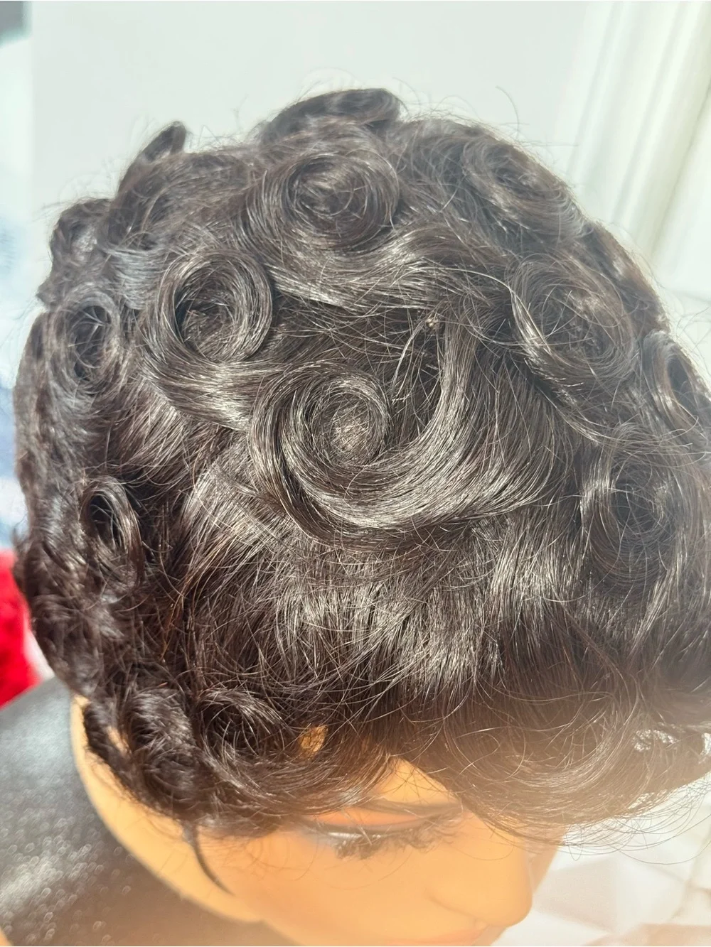 100% Human Hair Pixie Wave Wig Glueless Short Finger Wave Pin Curl Natural Black